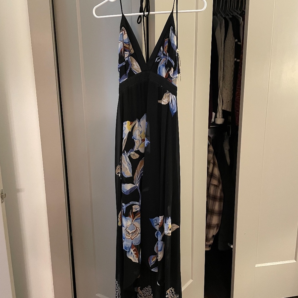Black and Blue Floral Dress - White House Black Market